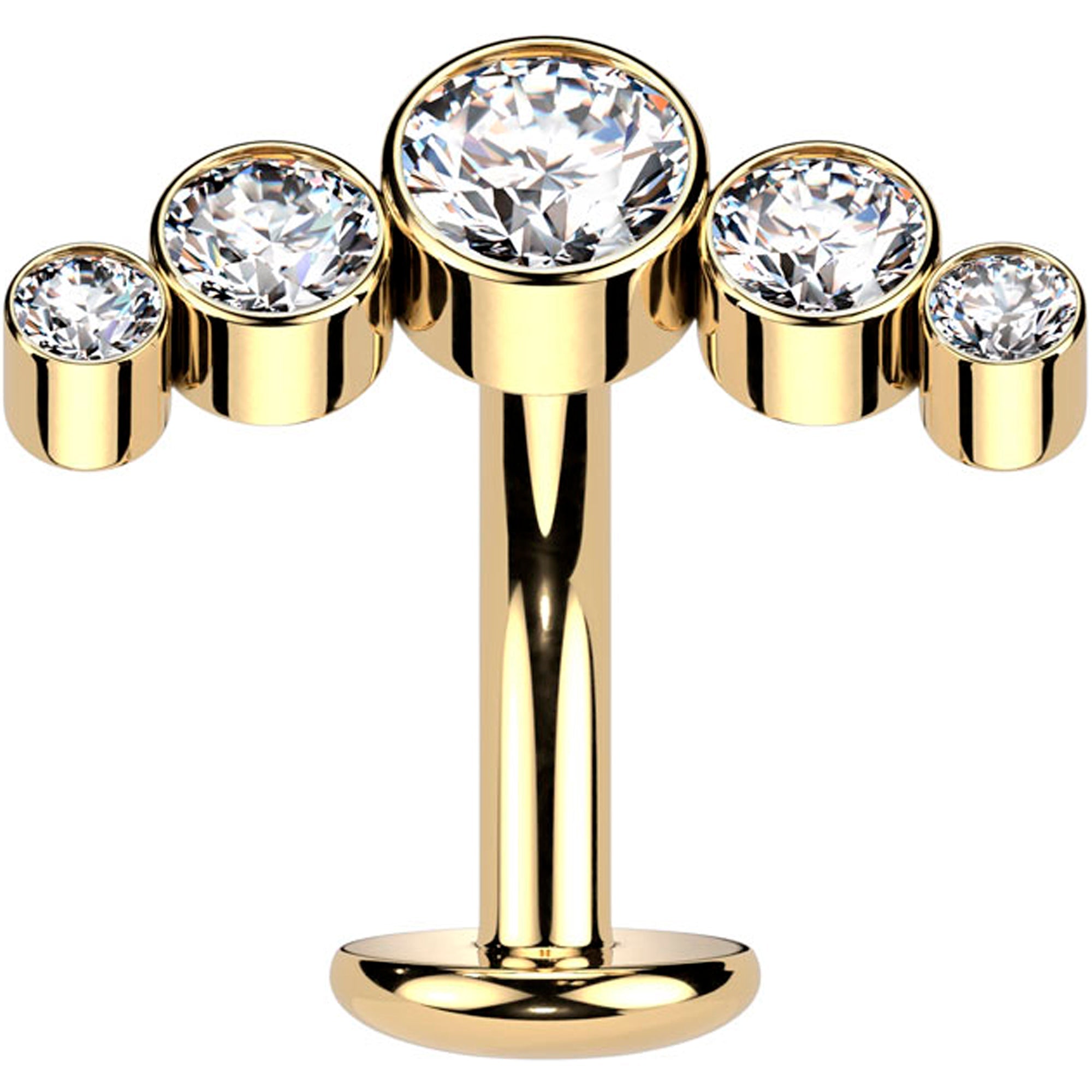 BodyCandy Cubic Zirconia Gem Titanium Curve Threadless Floating Belly Ring — in-use photo