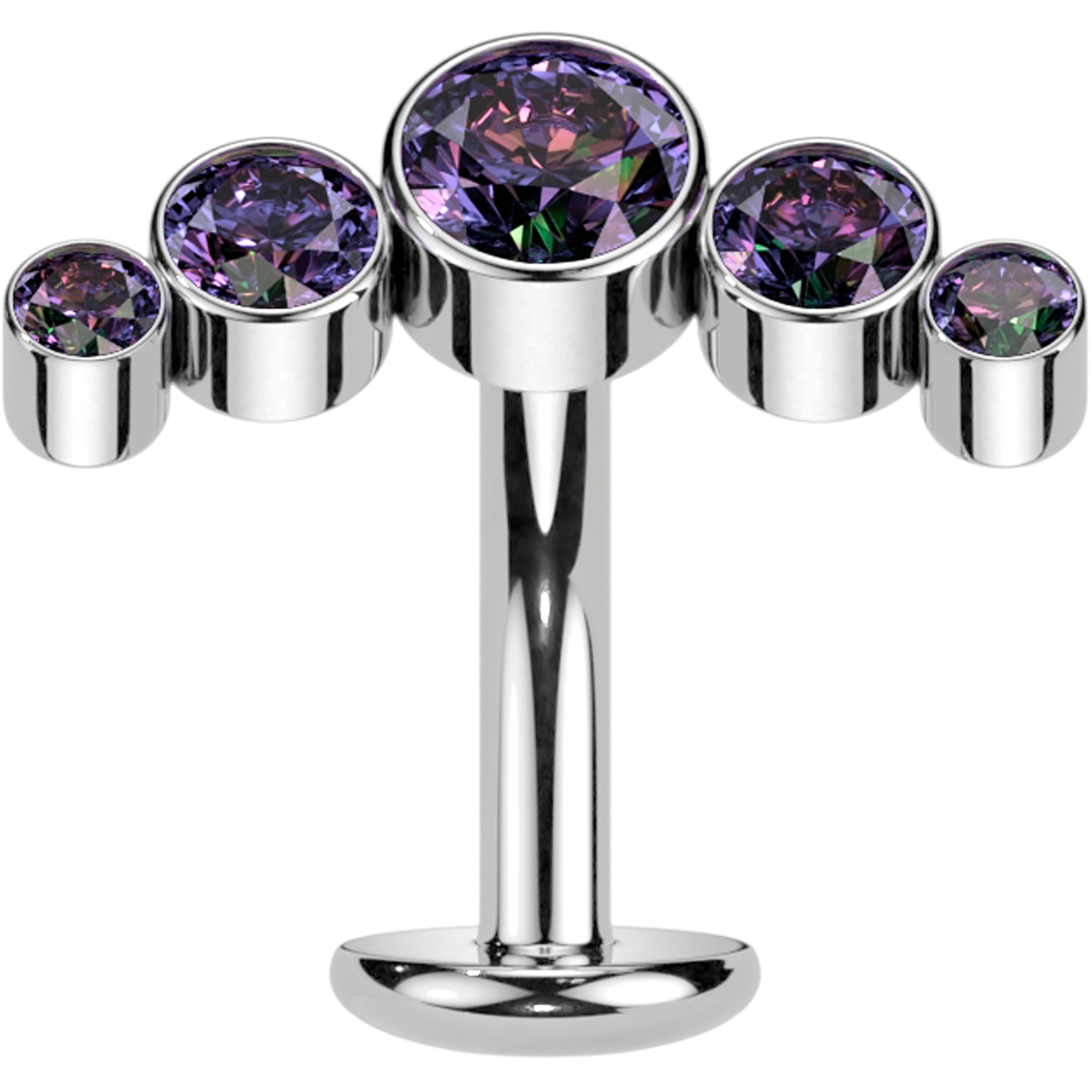 BodyCandy Cubic Zirconia Gem Titanium Curve Threadless Floating Belly Ring — size reference