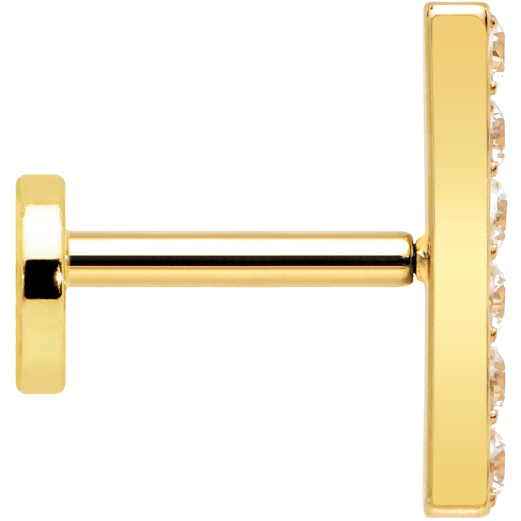 BodyCandy 18G 1/4 Clear Gem Gold Plated Implant Grade Titanium Threadless Bar Flatback Stud — lifestyle context