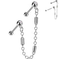 BodyCandy 18G 5/16 CZ Gem Cartilage Chain Earring Double Piercing — detail close-up