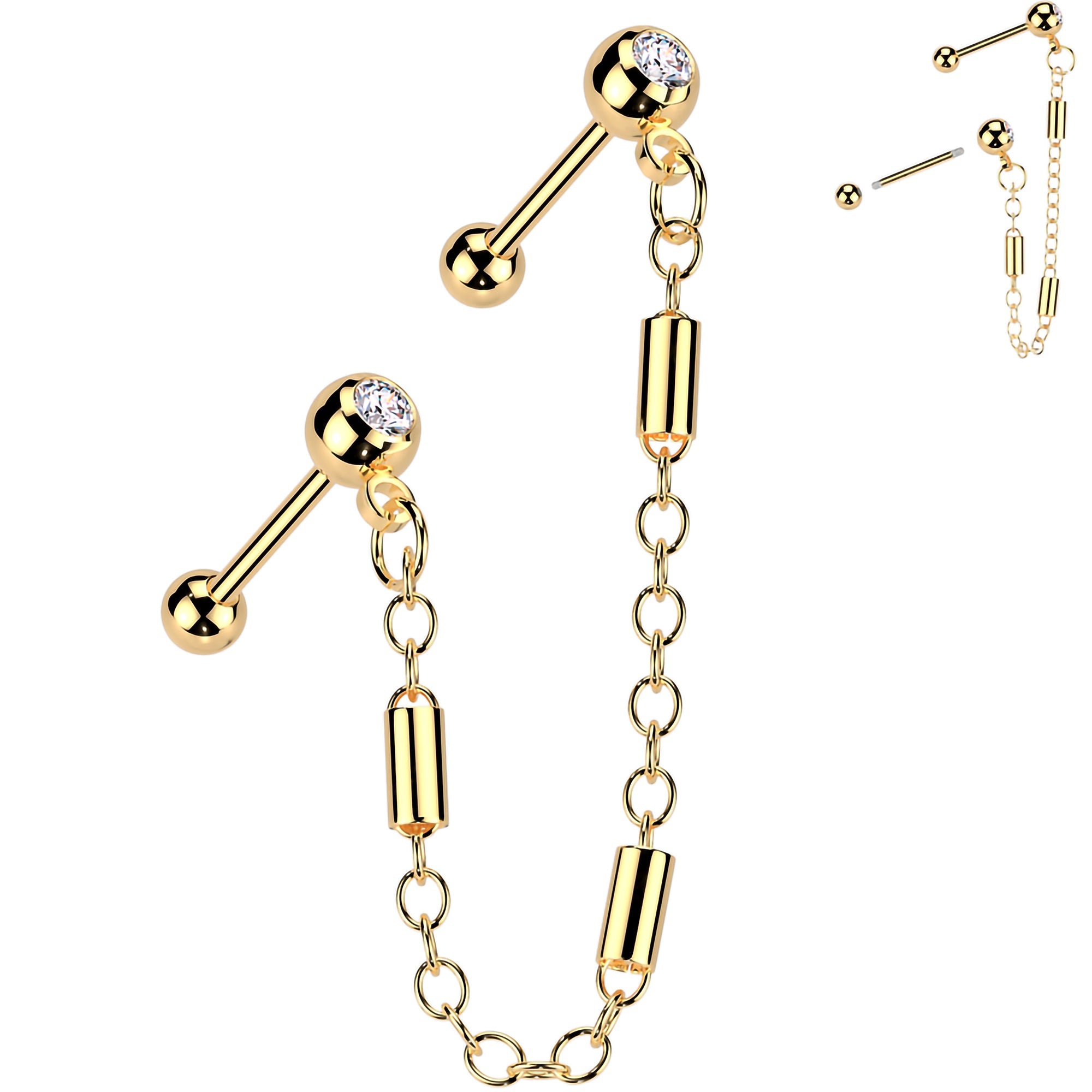 BodyCandy 18G 5/16 CZ Gem Cartilage Chain Earring Double Piercing — lifestyle context