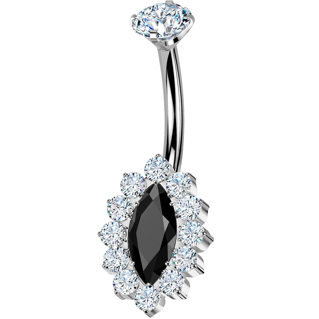 BodyCandy Implant Grade Titanium Internally Threaded Firey Oval Belly Ring — alternative angle