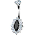 BodyCandy Implant Grade Titanium Internally Threaded Firey Oval Belly Ring — alternative angle