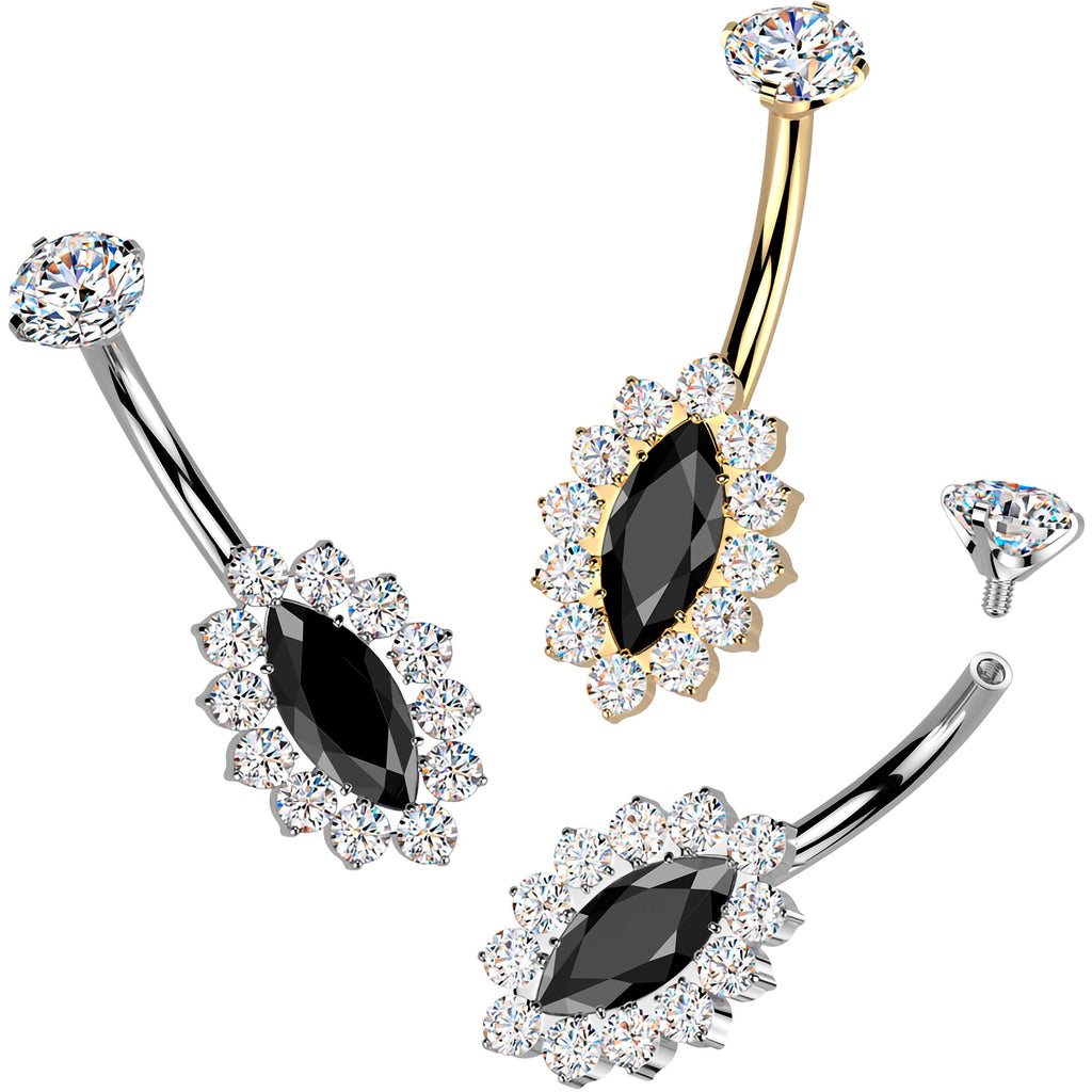 BodyCandy Implant Grade Titanium Internally Threaded Firey Oval Belly Ring — main product shot