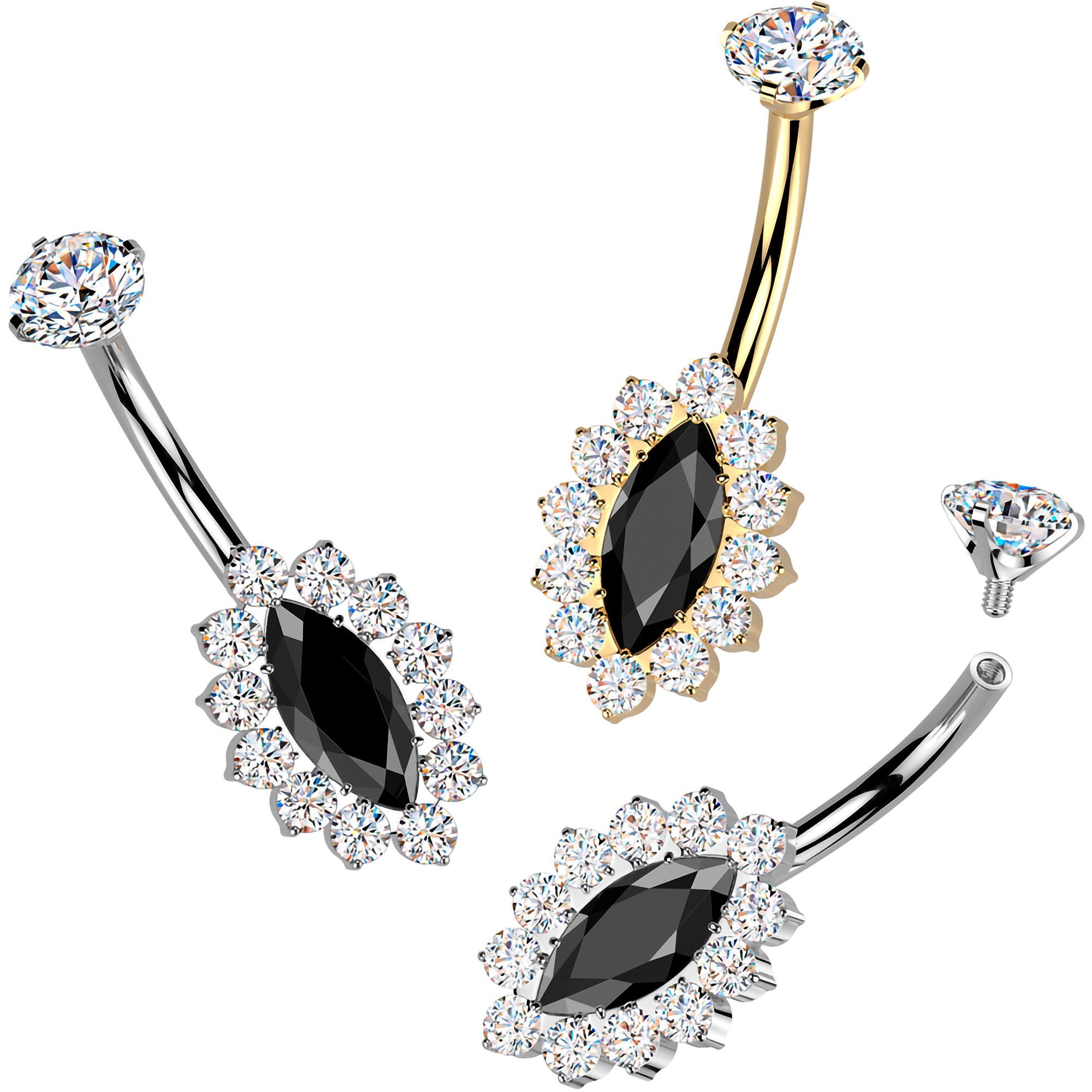 BodyCandy Implant Grade Titanium Internally Threaded Firey Oval Belly Ring — main product shot