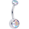 BodyCandy Double CZ Implant Grade Titanium Threadless Bezel Push In Belly Ring — size reference