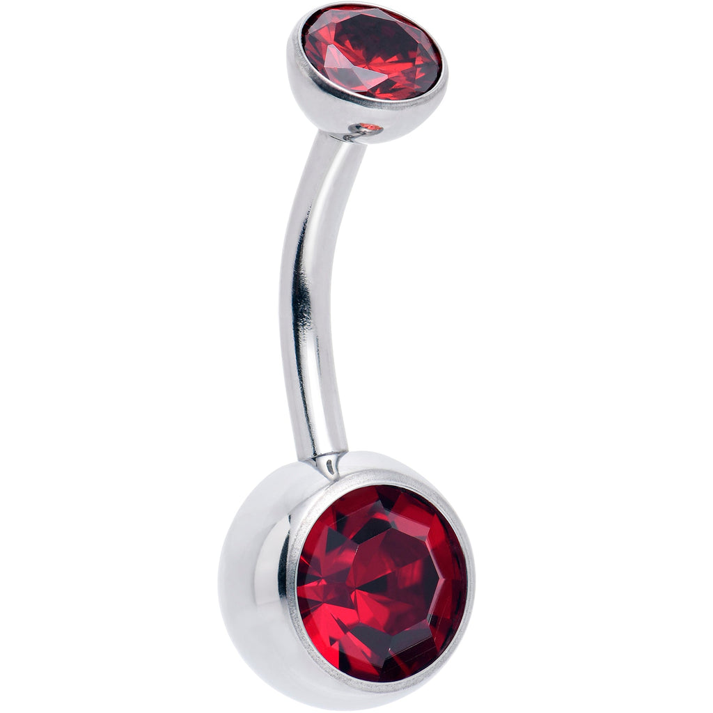 BodyCandy Double CZ Implant Grade Titanium Threadless Bezel Push In Belly Ring — feature highlight