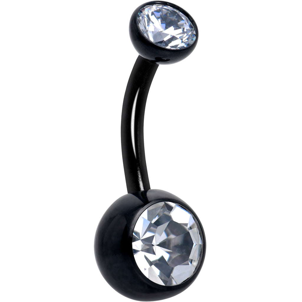 BodyCandy Double CZ Implant Grade Titanium Threadless Bezel Push In Belly Ring — in-use photo