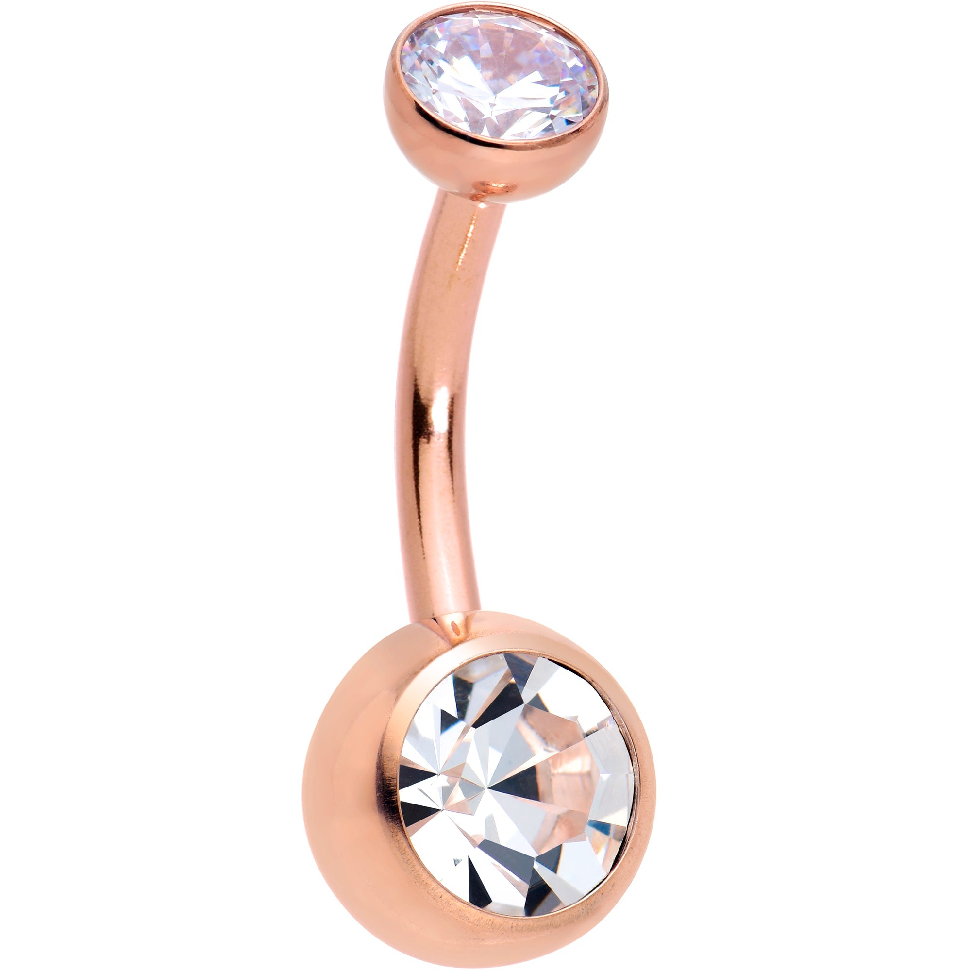 BodyCandy Double CZ Implant Grade Titanium Threadless Bezel Push In Belly Ring — alternative angle