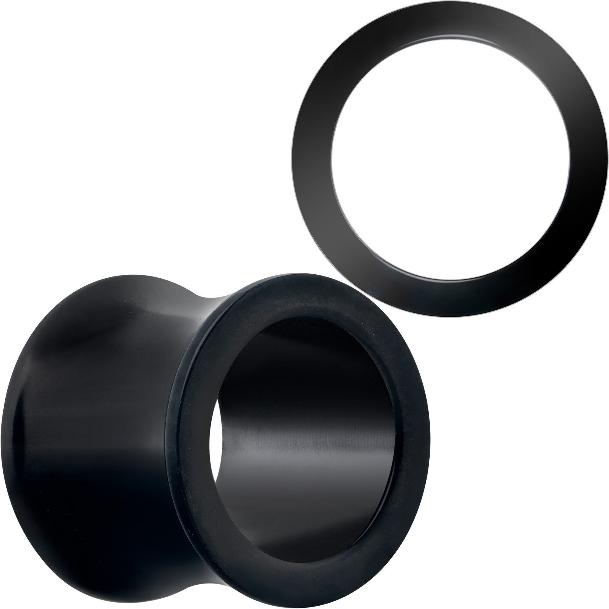 BodyCandy Black Hand Polished Double Flare Tunnel Plug Set 6mm to 25mm — in-use photo