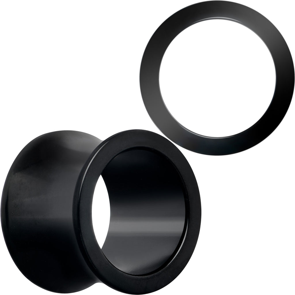 BodyCandy Black Hand Polished Double Flare Tunnel Plug Set 6mm to 25mm — size reference