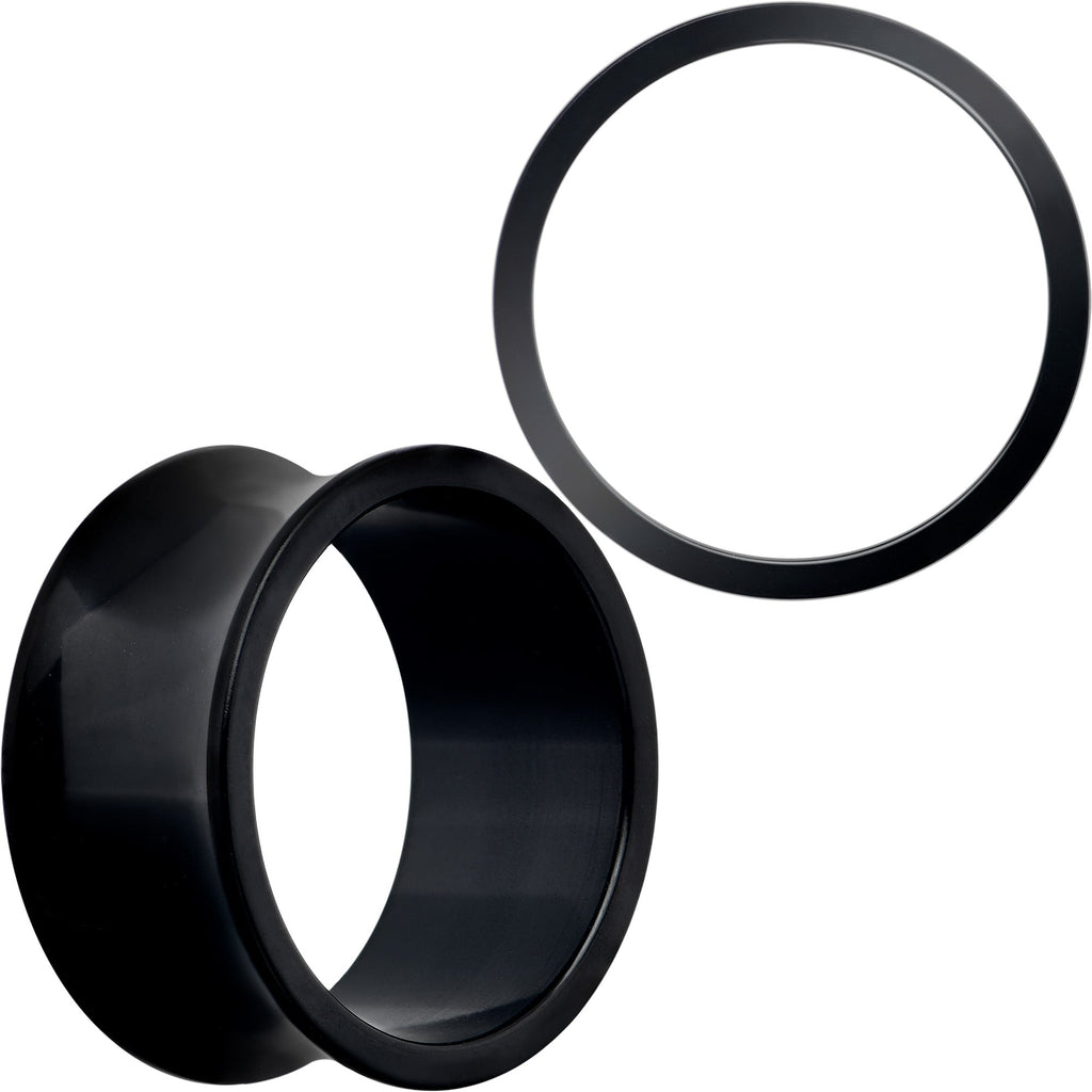 BodyCandy Black Hand Polished Double Flare Tunnel Plug Set 6mm to 25mm — comparison shot