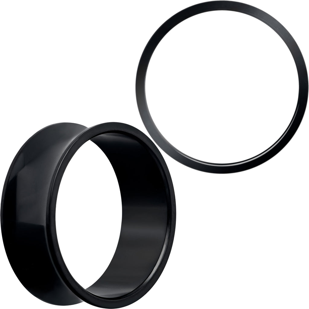 BodyCandy Black Hand Polished Double Flare Tunnel Plug Set 6mm to 25mm — feature highlight