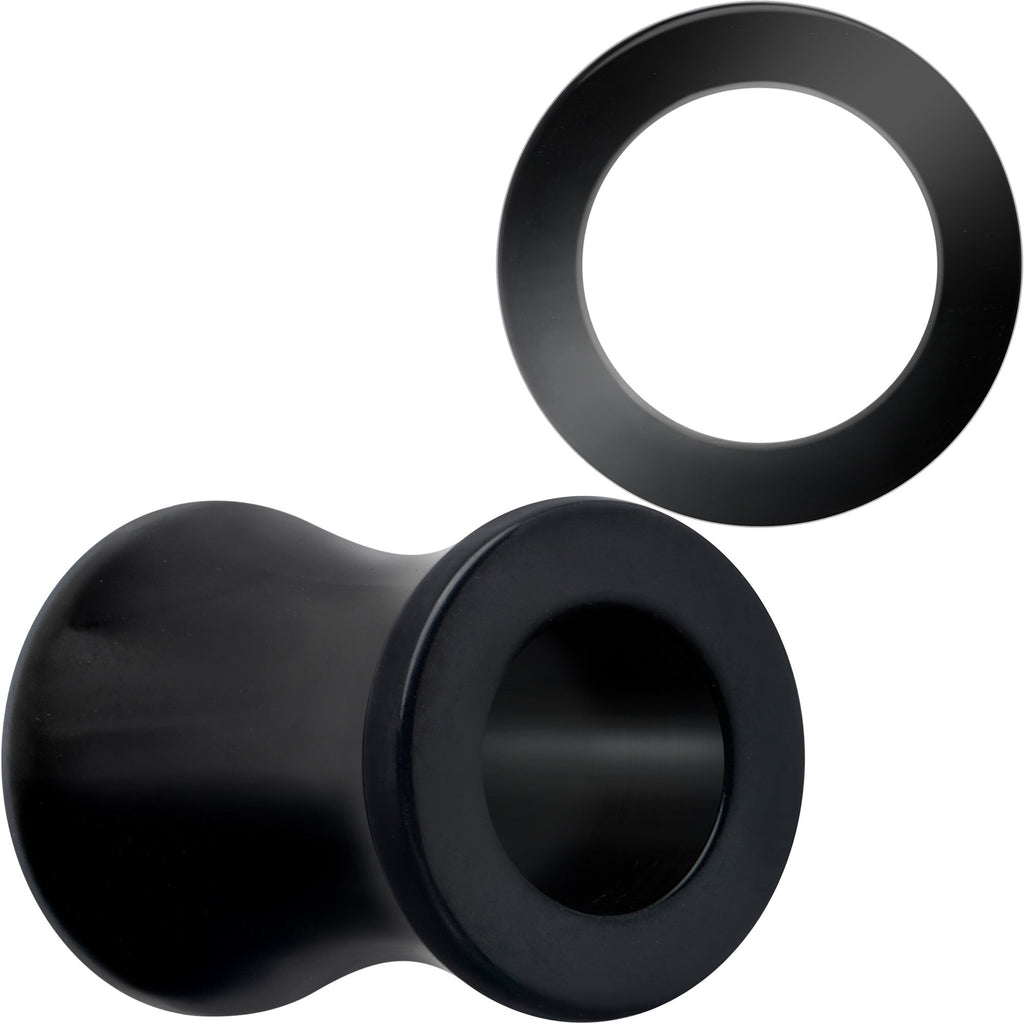 BodyCandy Black Hand Polished Double Flare Tunnel Plug Set 6mm to 25mm — back view