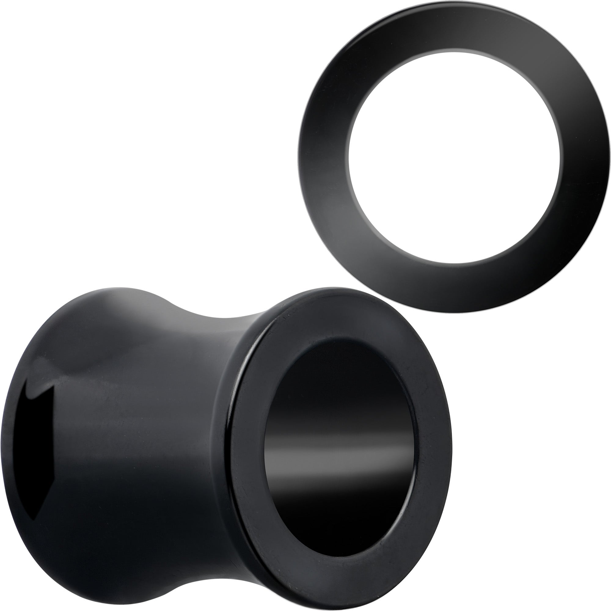 BodyCandy Black Hand Polished Double Flare Tunnel Plug Set 6mm to 25mm — alternative angle