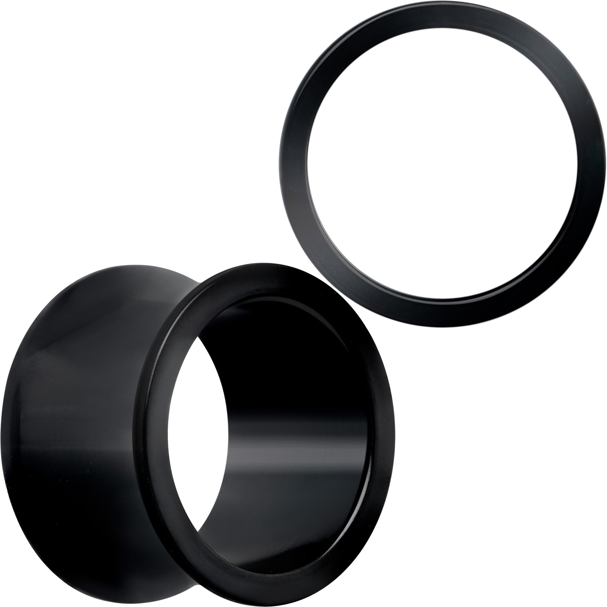 BodyCandy Black Hand Polished Double Flare Tunnel Plug Set 6mm to 25mm — main product shot