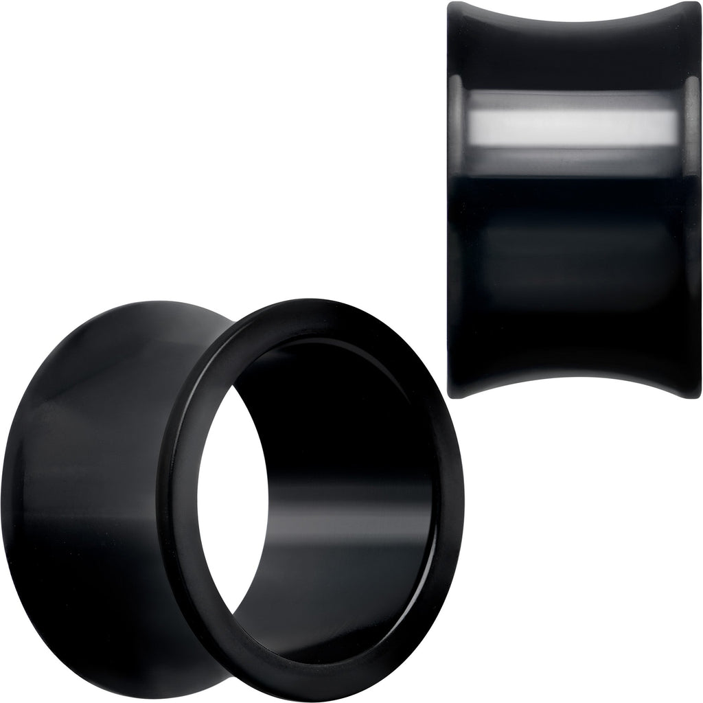 BodyCandy Black Hand Polished Double Flare Tunnel Plug Set 6mm to 25mm — detail close-up