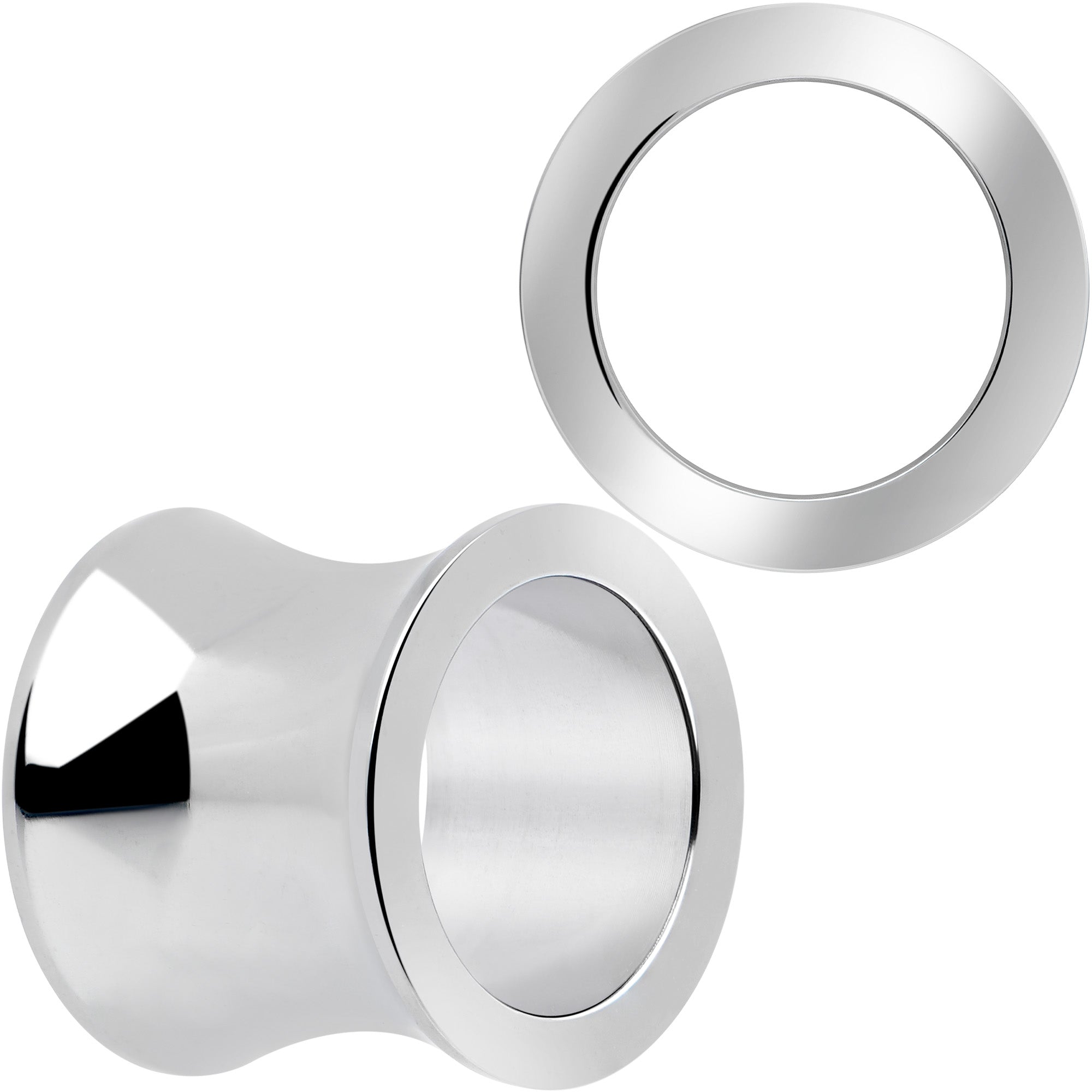 BodyCandy Hand Polished Thick Double Flare Tunnel Plug Set 6mm to 25mm — size reference