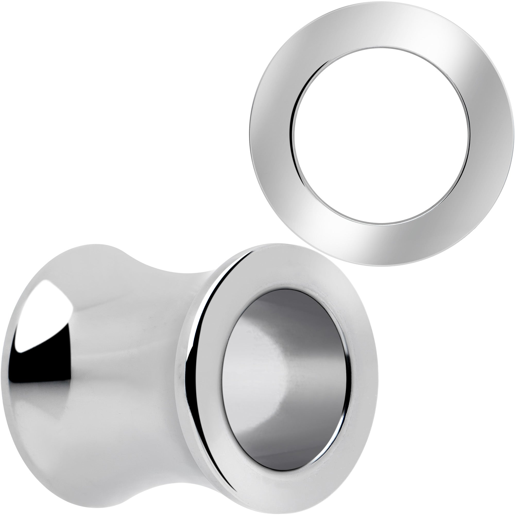 BodyCandy Hand Polished Thick Double Flare Tunnel Plug Set 6mm to 25mm — in-use photo
