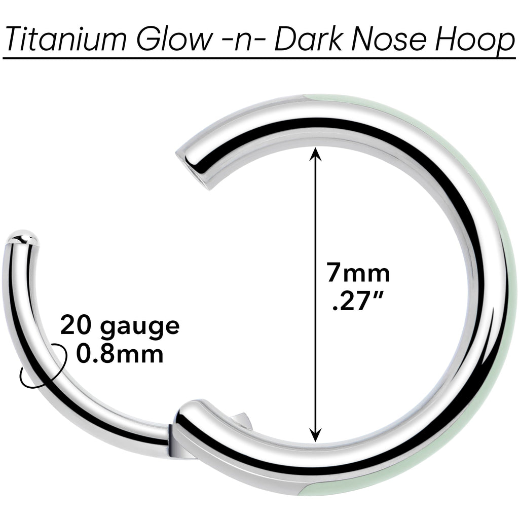 BodyCandy 20G Implant Grade Titanium  Glow in the Dark Hinged Segment Nose Hoop — alternative angle