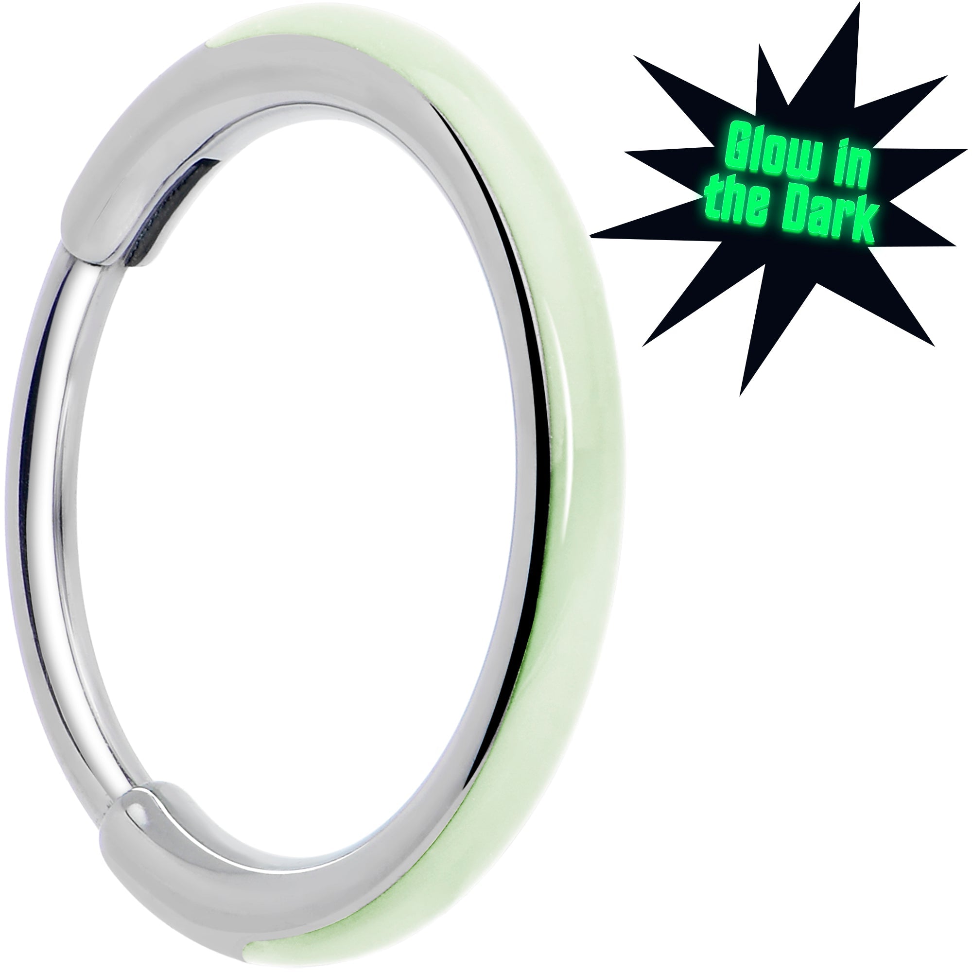 BodyCandy 20G Implant Grade Titanium  Glow in the Dark Hinged Segment Nose Hoop — main product shot