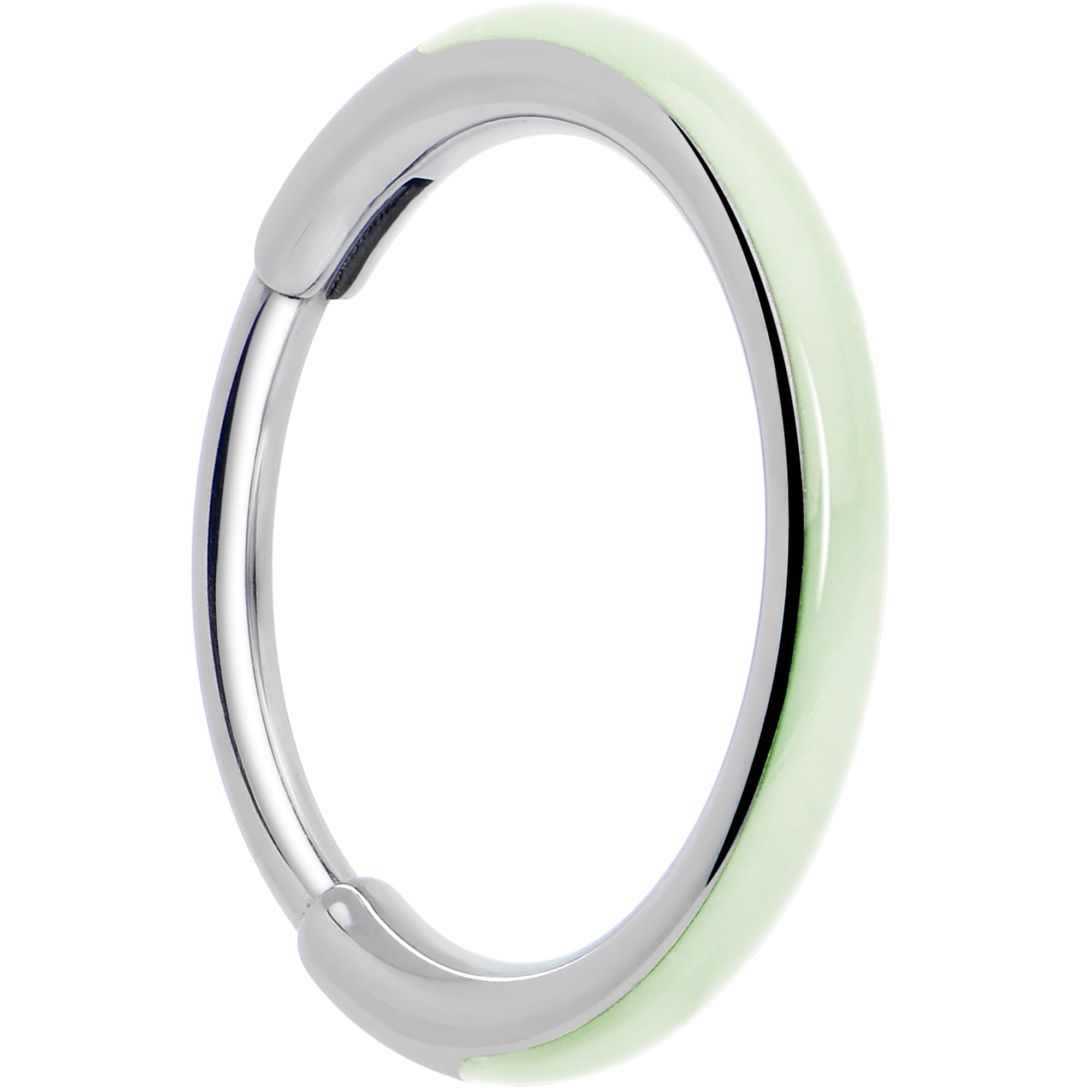 BodyCandy 20G Implant Grade Titanium  Glow in the Dark Hinged Segment Nose Hoop — in-use photo