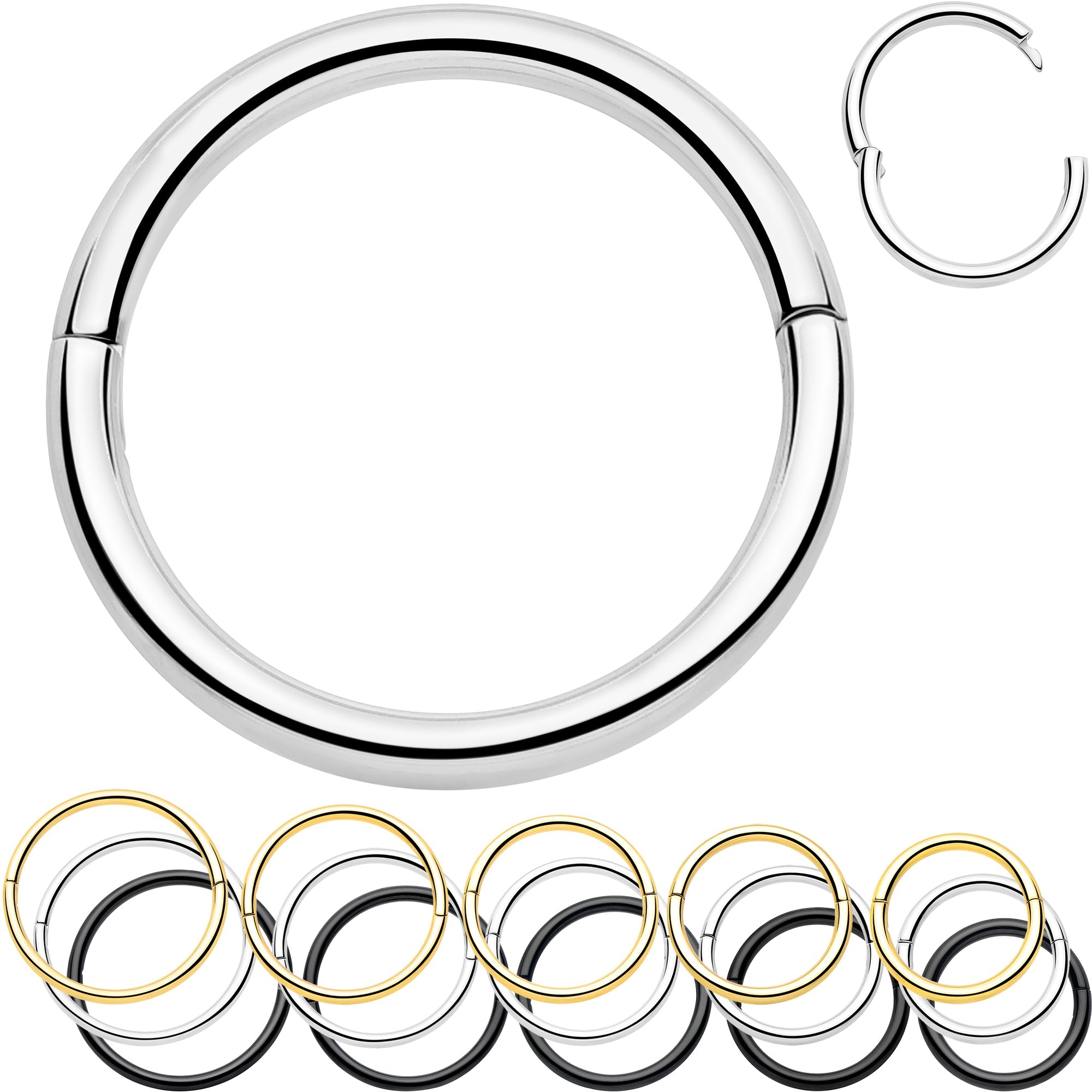 BodyCandy 20G Implant Grade Titanium Half Closure Hinged Segment Ring — main product shot