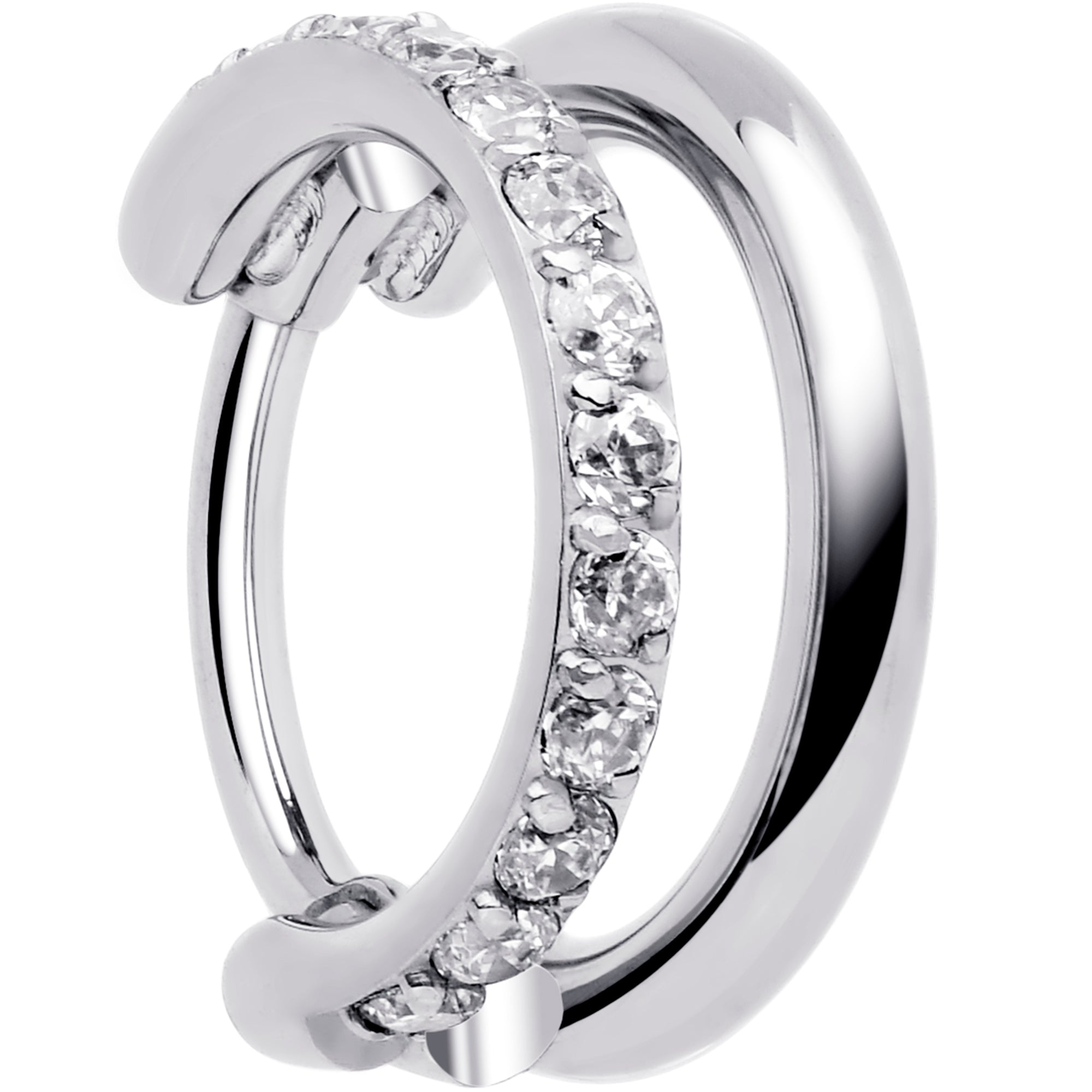 BodyCandy Single Row Micro Gem Implant Grade Titanium Hinged Double Hoop Nose Ring — alternative angle