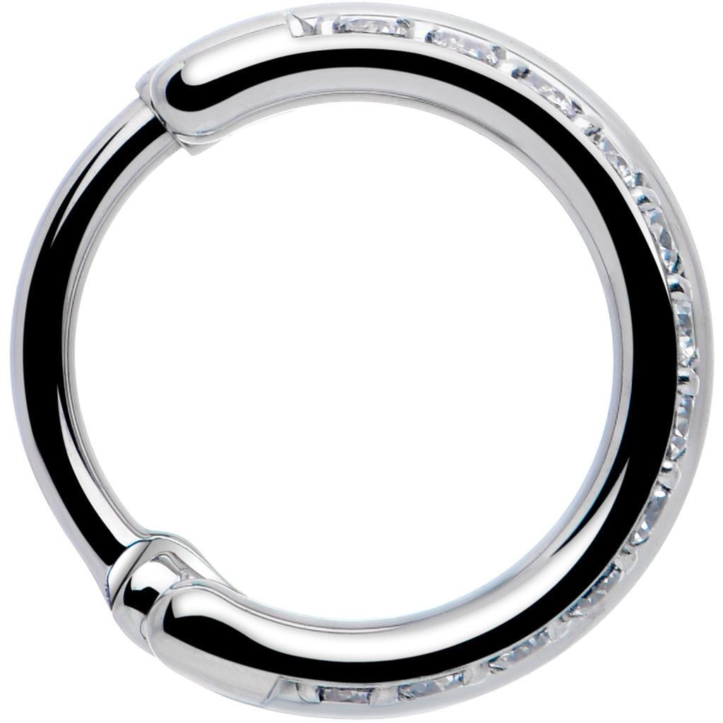 BodyCandy Single Row Micro Gem Implant Grade Titanium Hinged Double Hoop Nose Ring — product on model