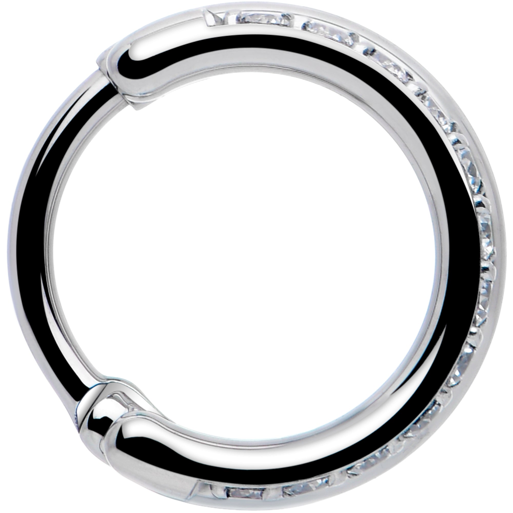 BodyCandy Single Row Micro Gem Implant Grade Titanium Hinged Double Hoop Nose Ring — product on model