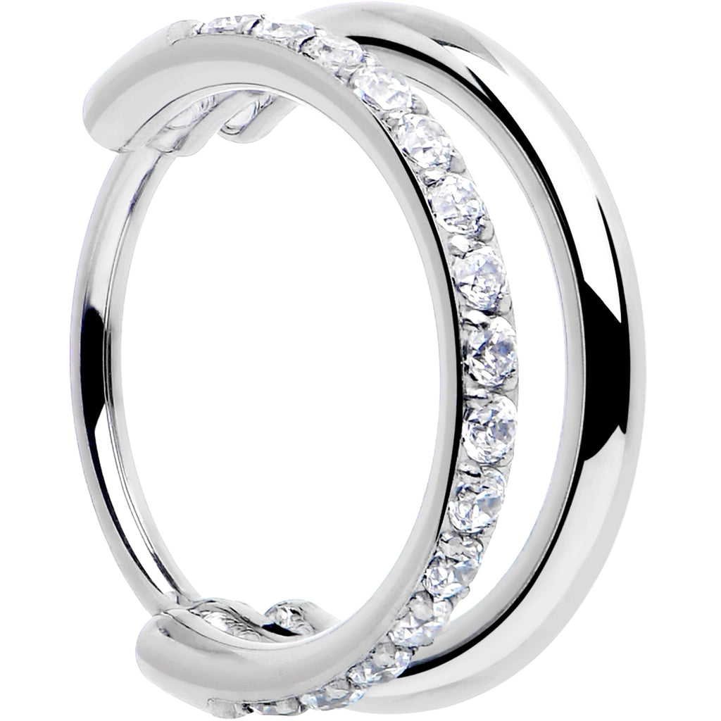 BodyCandy Single Row Micro Gem Implant Grade Titanium Hinged Double Hoop Nose Ring — in-use photo