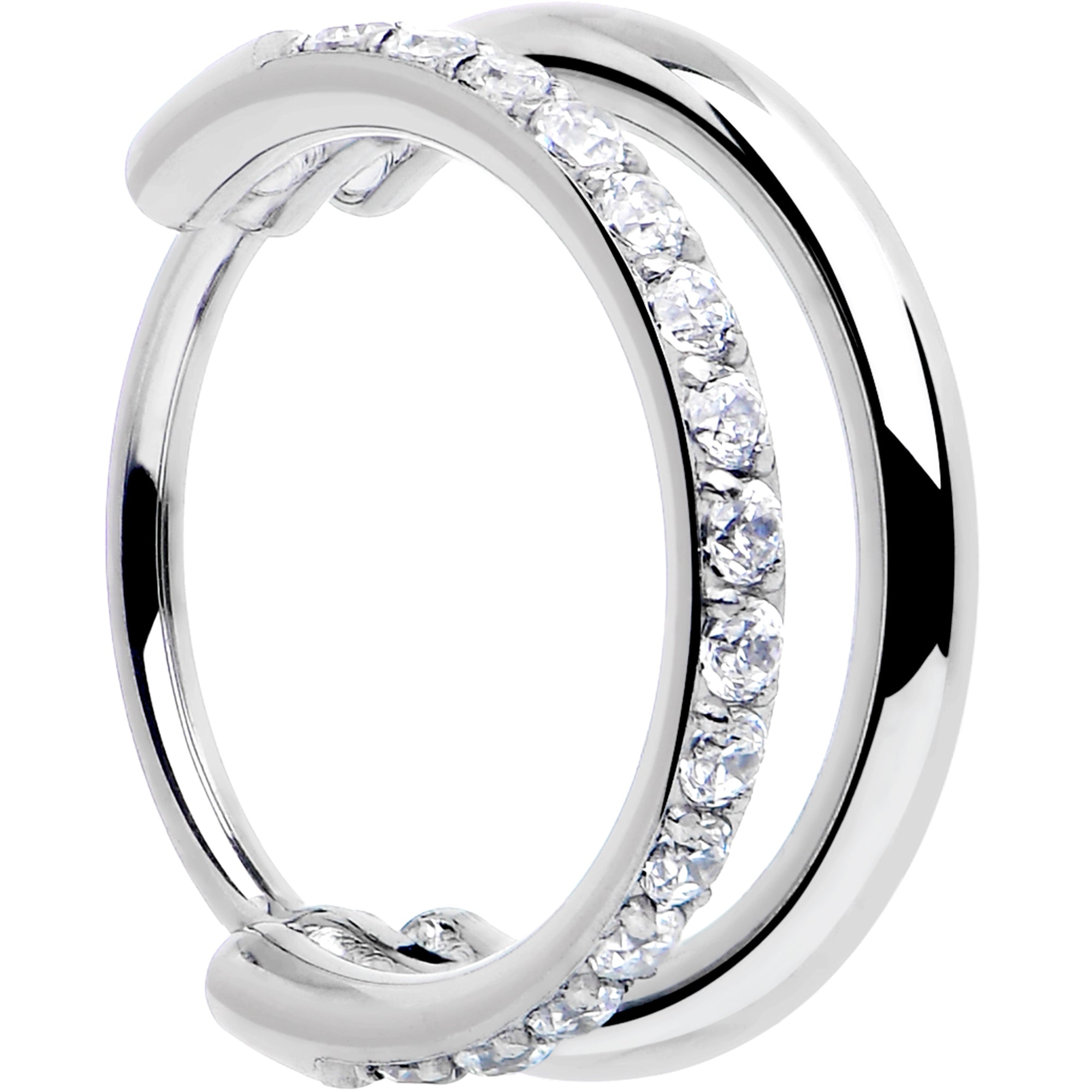 BodyCandy Single Row Micro Gem Implant Grade Titanium Hinged Double Hoop Nose Ring — in-use photo