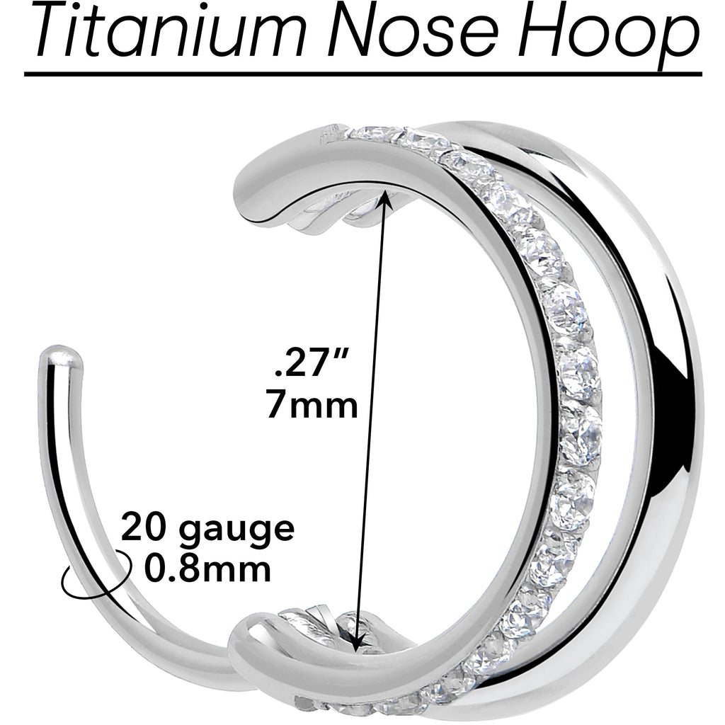 BodyCandy Single Row Micro Gem Implant Grade Titanium Hinged Double Hoop Nose Ring — lifestyle context