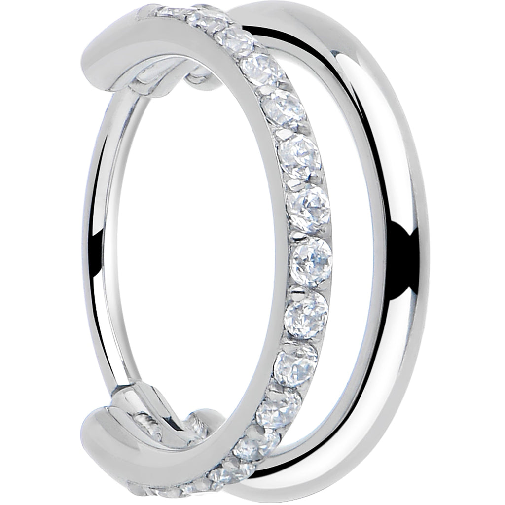 BodyCandy Single Row Micro Gem Implant Grade Titanium Hinged Double Hoop Nose Ring — size reference