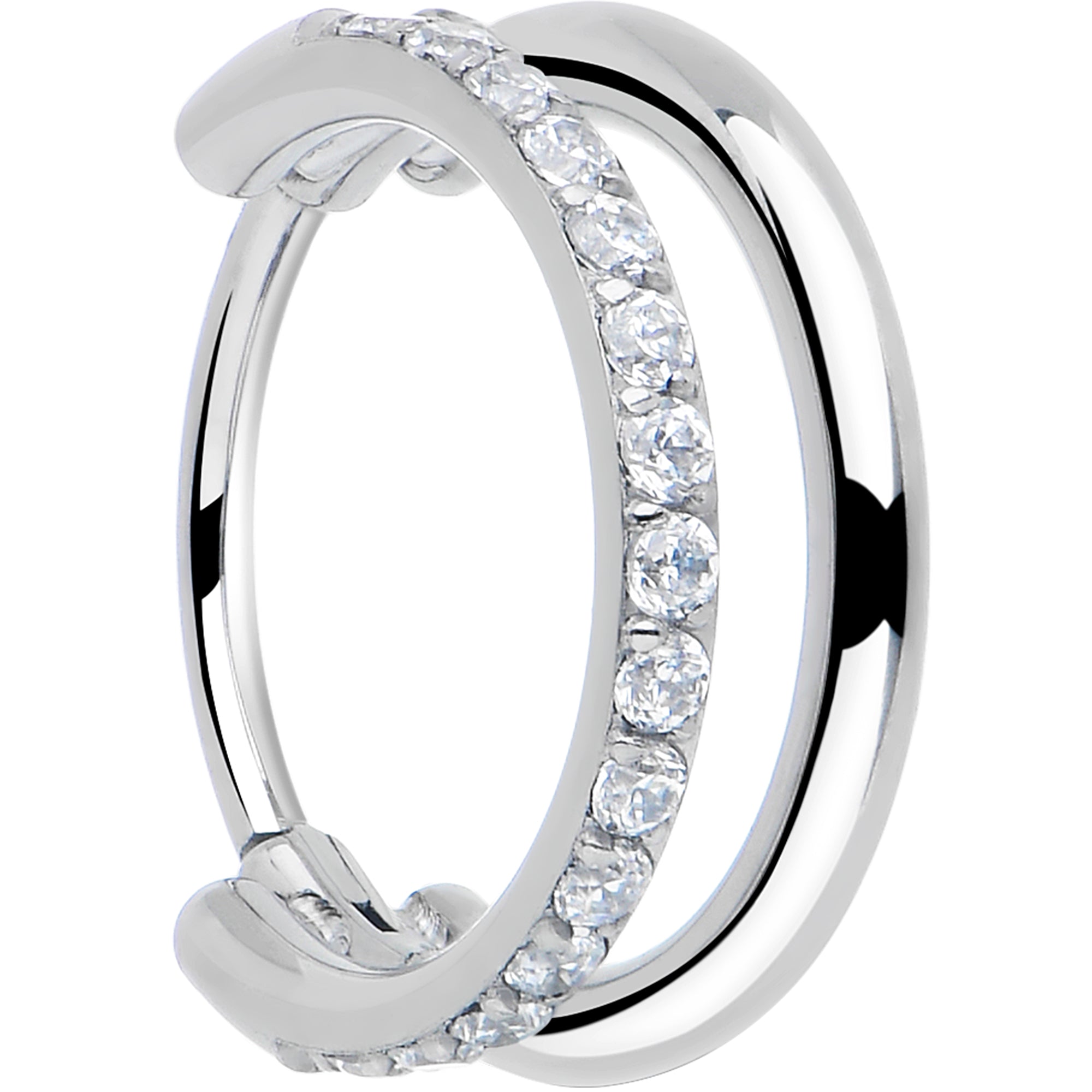 BodyCandy Single Row Micro Gem Implant Grade Titanium Hinged Double Hoop Nose Ring — size reference