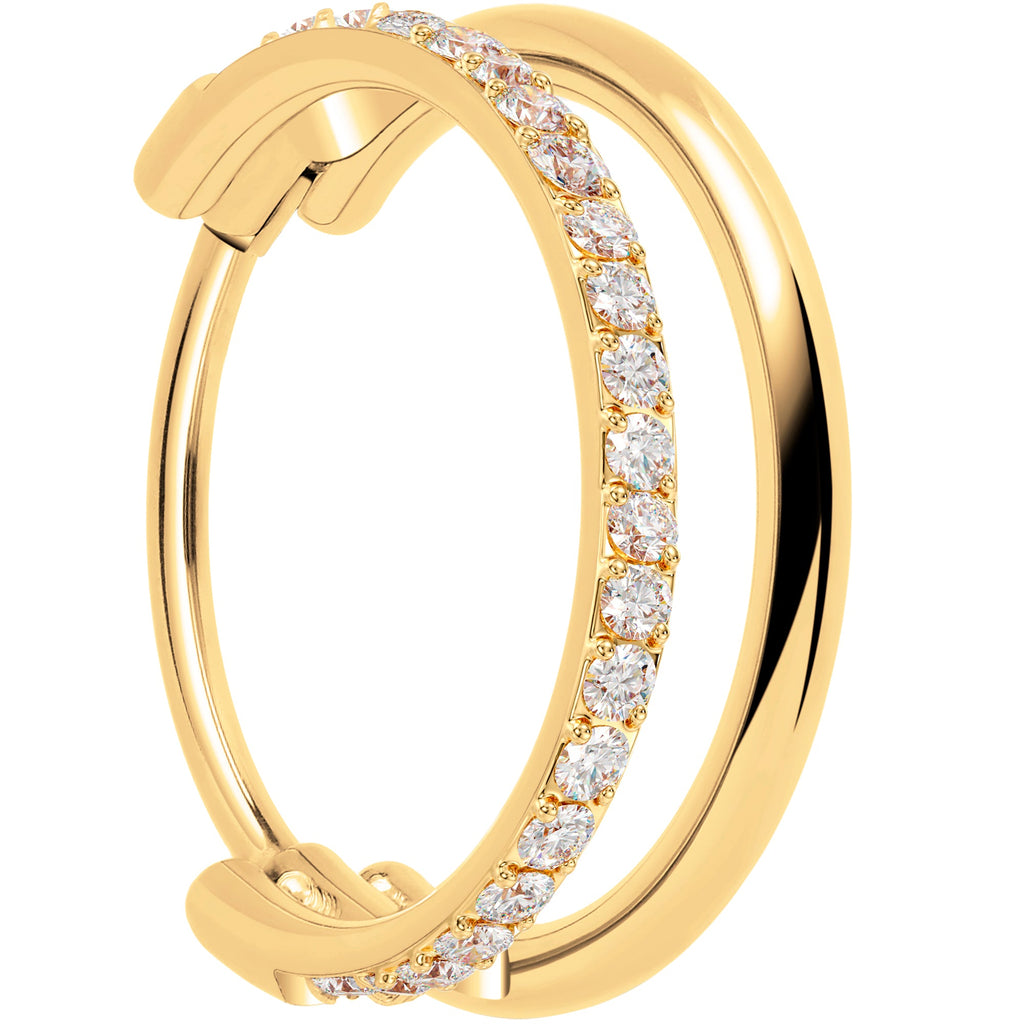BodyCandy Single Row Micro Gem Implant Grade Titanium Hinged Double Hoop Nose Ring — color detail