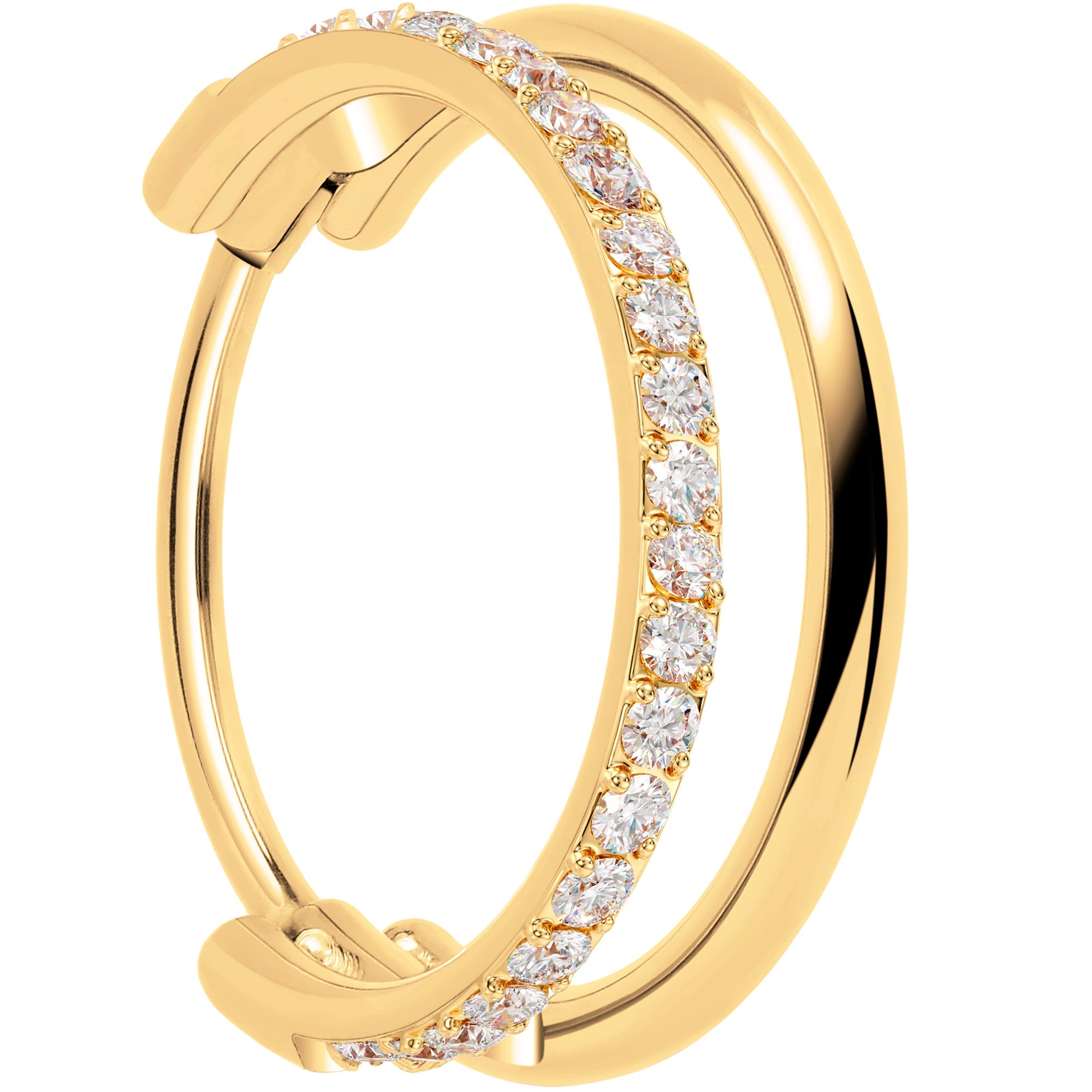 BodyCandy Single Row Micro Gem Implant Grade Titanium Hinged Double Hoop Nose Ring — color detail