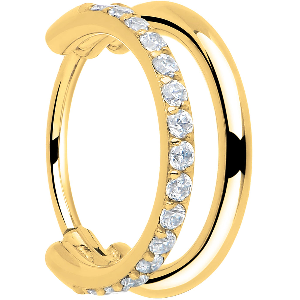 BodyCandy Single Row Micro Gem Implant Grade Titanium Hinged Double Hoop Nose Ring — comparison shot