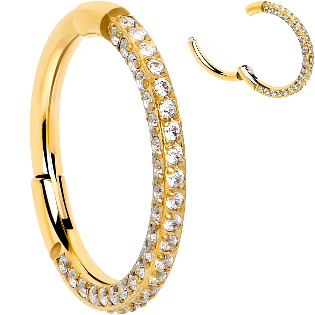 BodyCandy 18G Implant Grade Titanium Triple Sided Micro Gem Hinged Nose Hoop — lifestyle context
