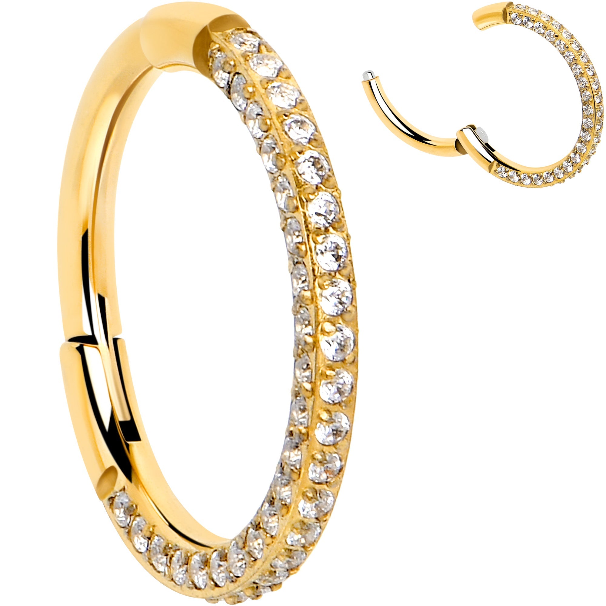 BodyCandy 18G Implant Grade Titanium Triple Sided Micro Gem Hinged Nose Hoop — lifestyle context