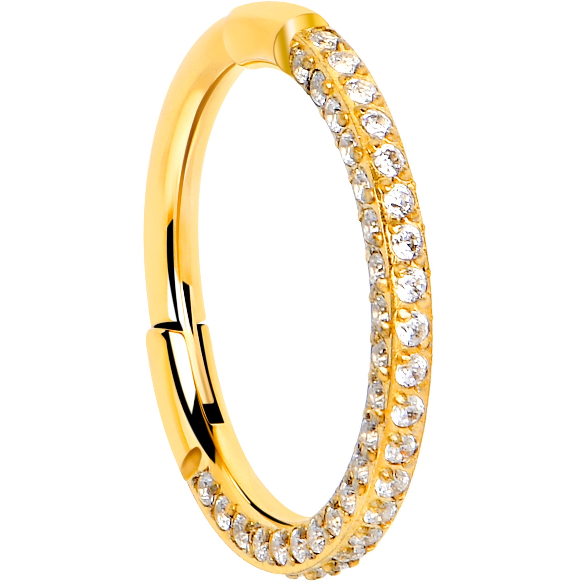 BodyCandy 18G Implant Grade Titanium Triple Sided Micro Gem Hinged Nose Hoop — alternative angle