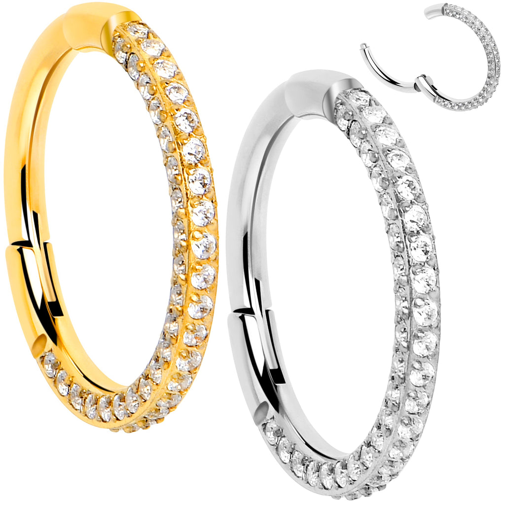 BodyCandy 18G Implant Grade Titanium Triple Sided Micro Gem Hinged Nose Hoop — main product shot