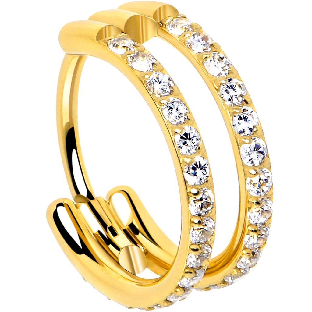 BodyCandy 20G Double Row Micro Gem Implant Grade Titanium Hinged Double Hoop Nose Ring — comparison shot