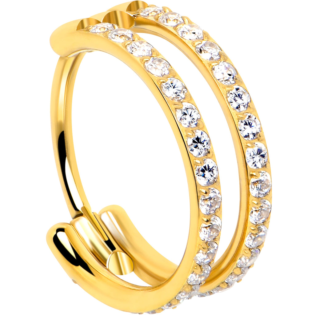 BodyCandy 20G Double Row Micro Gem Implant Grade Titanium Hinged Double Hoop Nose Ring — fabric or material detail