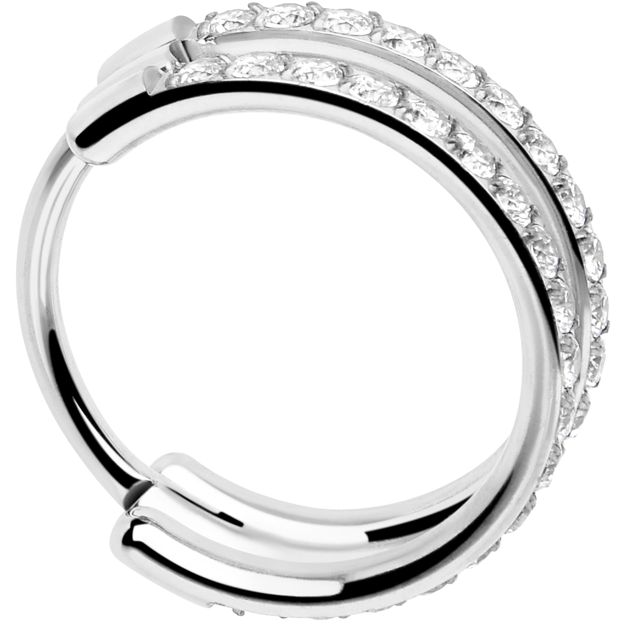 BodyCandy 20G Double Row Micro Gem Implant Grade Titanium Hinged Double Hoop Nose Ring — back view