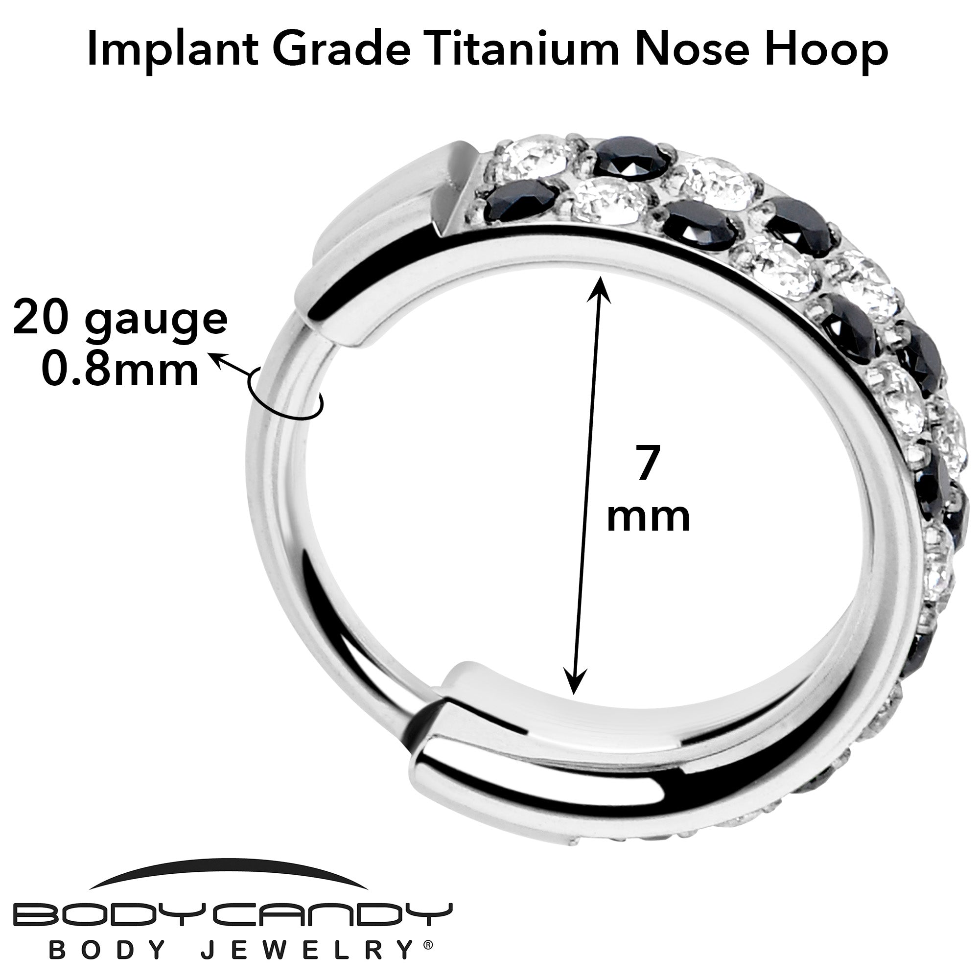 BodyCandy 20G CZ Double Row Checkerboard Implant Grade Titanium Nose Hoop — packaging