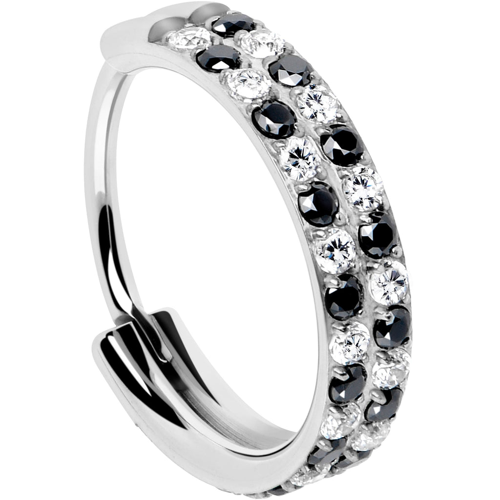 BodyCandy 20G CZ Double Row Checkerboard Implant Grade Titanium Nose Hoop — lifestyle context