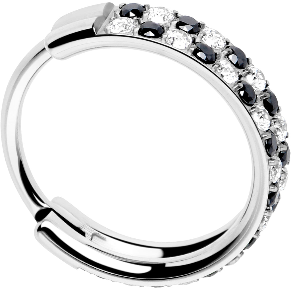 BodyCandy 20G CZ Double Row Checkerboard Implant Grade Titanium Nose Hoop — alternative angle