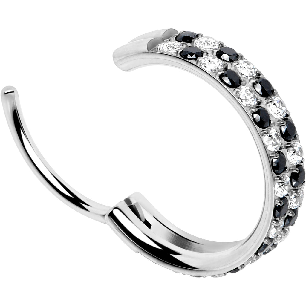 BodyCandy 20G CZ Double Row Checkerboard Implant Grade Titanium Nose Hoop — in-use photo