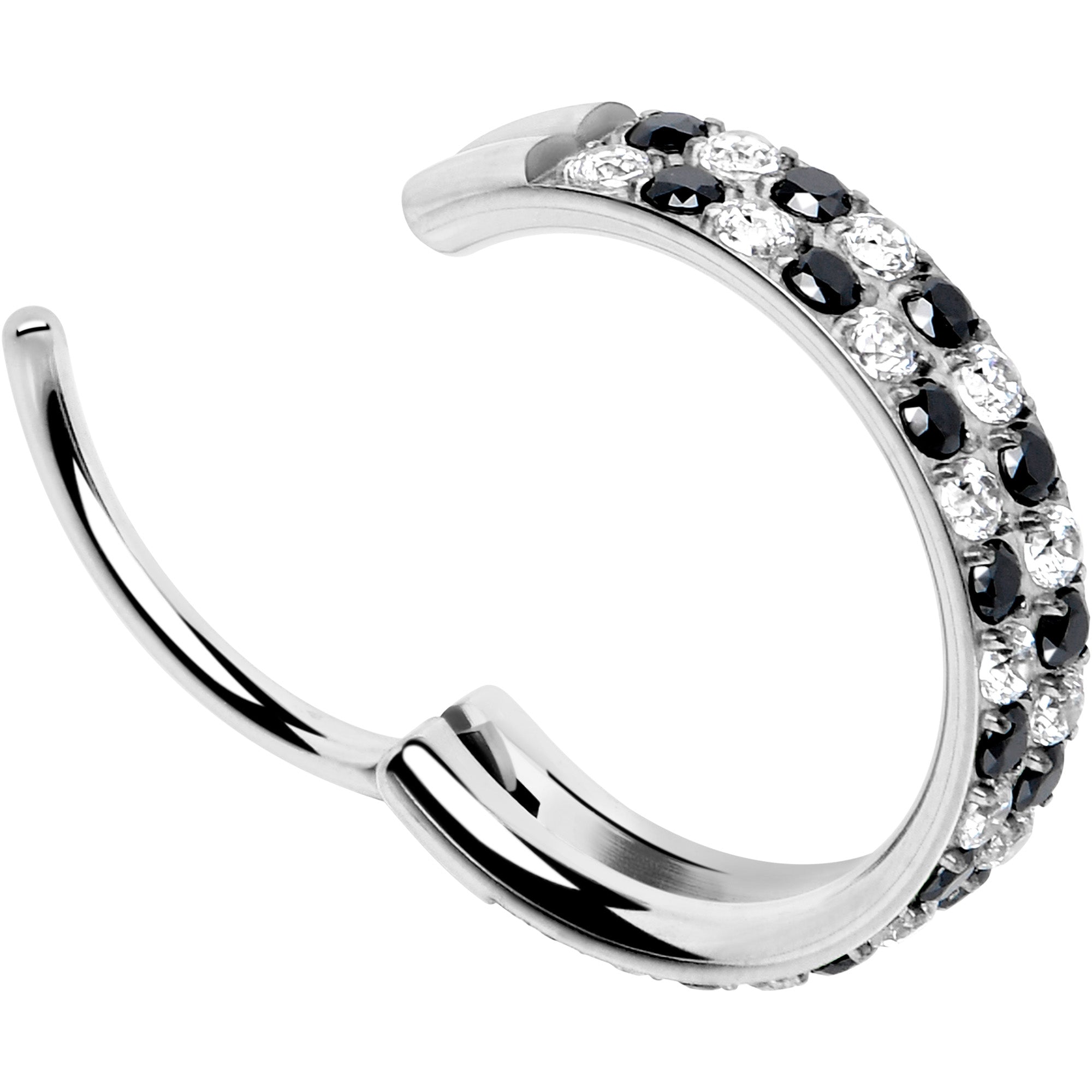 BodyCandy 20G CZ Double Row Checkerboard Implant Grade Titanium Nose Hoop — in-use photo